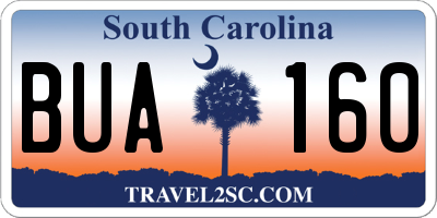 SC license plate BUA160