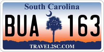 SC license plate BUA163