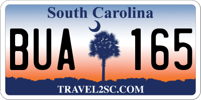 SC license plate BUA165