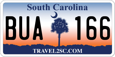 SC license plate BUA166