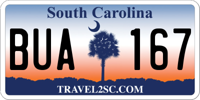 SC license plate BUA167