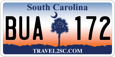 SC license plate BUA172