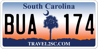 SC license plate BUA174