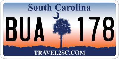 SC license plate BUA178