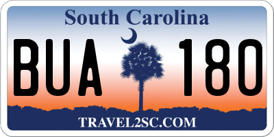 SC license plate BUA180