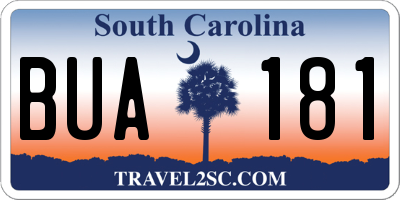 SC license plate BUA181