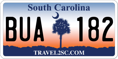 SC license plate BUA182