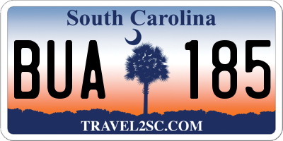 SC license plate BUA185
