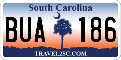 SC license plate BUA186