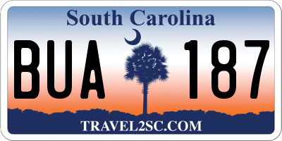 SC license plate BUA187