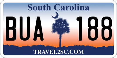SC license plate BUA188