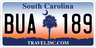 SC license plate BUA189