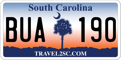 SC license plate BUA190