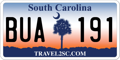 SC license plate BUA191