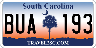 SC license plate BUA193