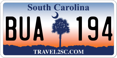 SC license plate BUA194