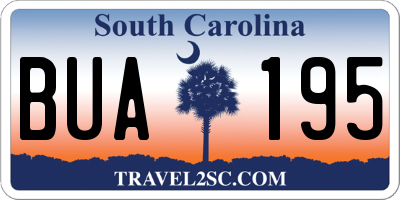 SC license plate BUA195