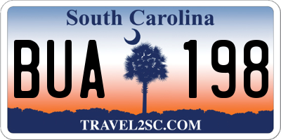 SC license plate BUA198