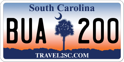 SC license plate BUA200