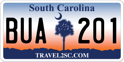 SC license plate BUA201