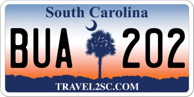 SC license plate BUA202