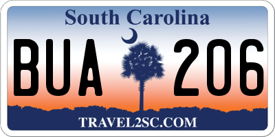 SC license plate BUA206