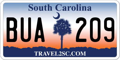 SC license plate BUA209