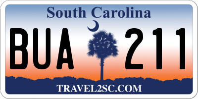 SC license plate BUA211