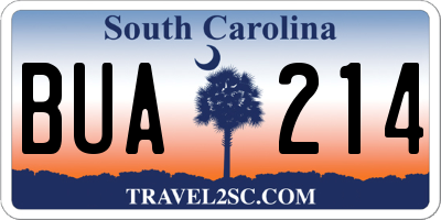 SC license plate BUA214