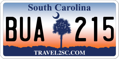 SC license plate BUA215