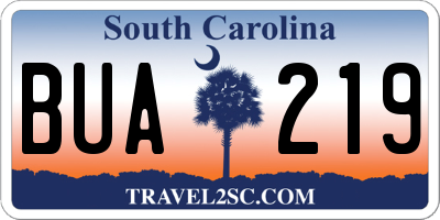 SC license plate BUA219