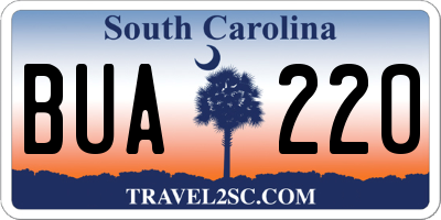 SC license plate BUA220