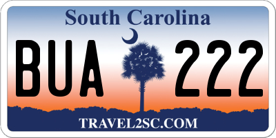 SC license plate BUA222