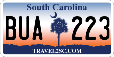 SC license plate BUA223