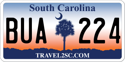 SC license plate BUA224