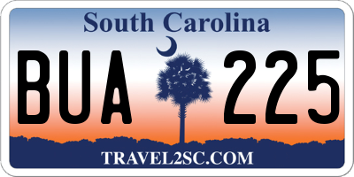 SC license plate BUA225