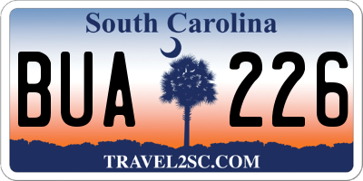 SC license plate BUA226