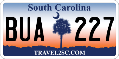 SC license plate BUA227