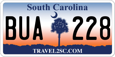 SC license plate BUA228