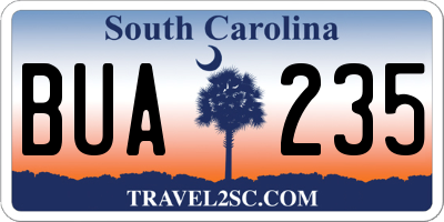 SC license plate BUA235