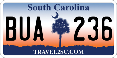 SC license plate BUA236
