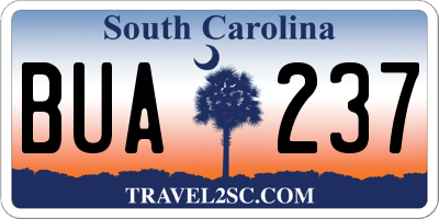 SC license plate BUA237