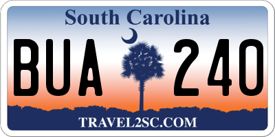 SC license plate BUA240