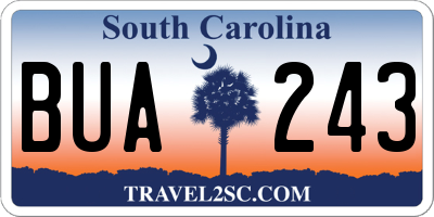 SC license plate BUA243