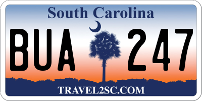 SC license plate BUA247