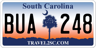 SC license plate BUA248