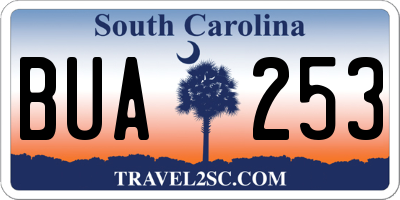 SC license plate BUA253