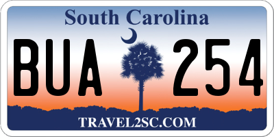 SC license plate BUA254