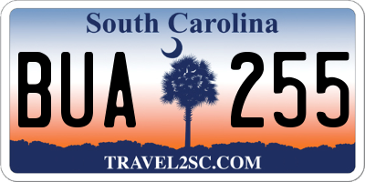 SC license plate BUA255