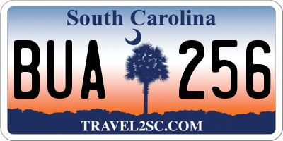 SC license plate BUA256